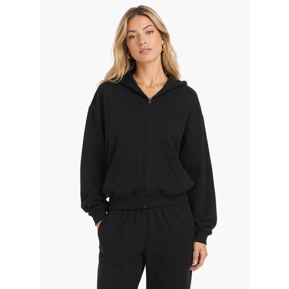 SKIMS Tops - Skims Cotton Fleece Classic Zip Up Hoodie Jacket Onyx Black Women's Small